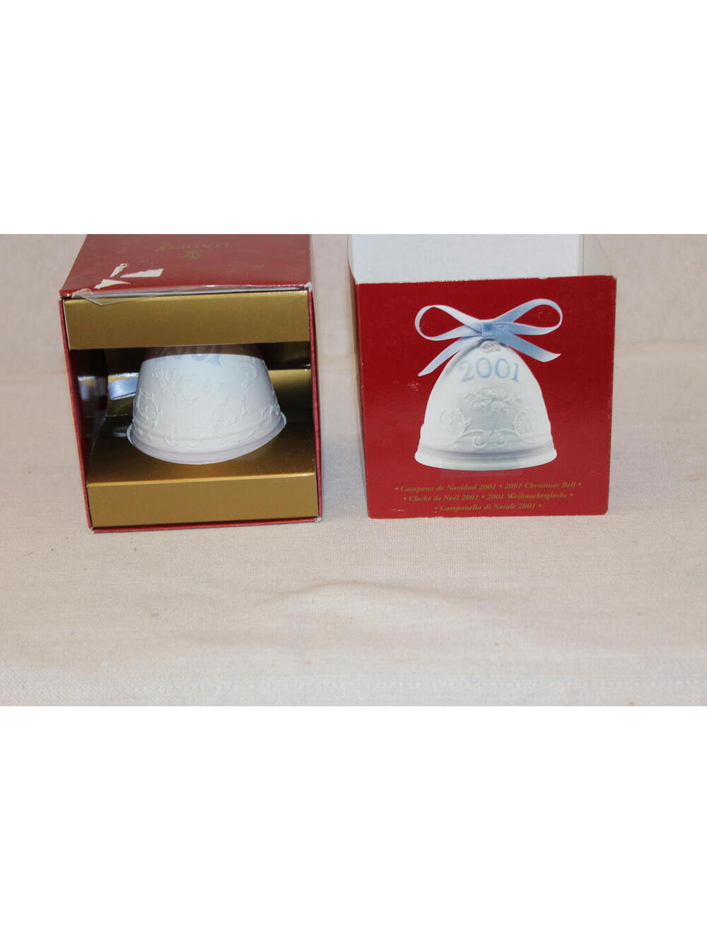 Lladro 2001 Christmas Bell #16718 Porcelain Holiday Ornament w/ Box